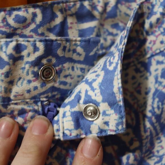 Vintage Sigrid Olsen Bold Blue & White Patterned Straight-Leg Pants Size 10 - Picture 10 of 15